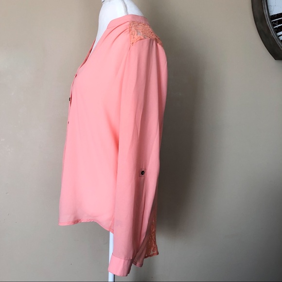 Xhilaration Peach Lace Back Blouse - Picture 7 of 8